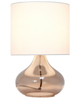 Glass Raindrop Table Lamp with Fabric Shade, Green with White Shade