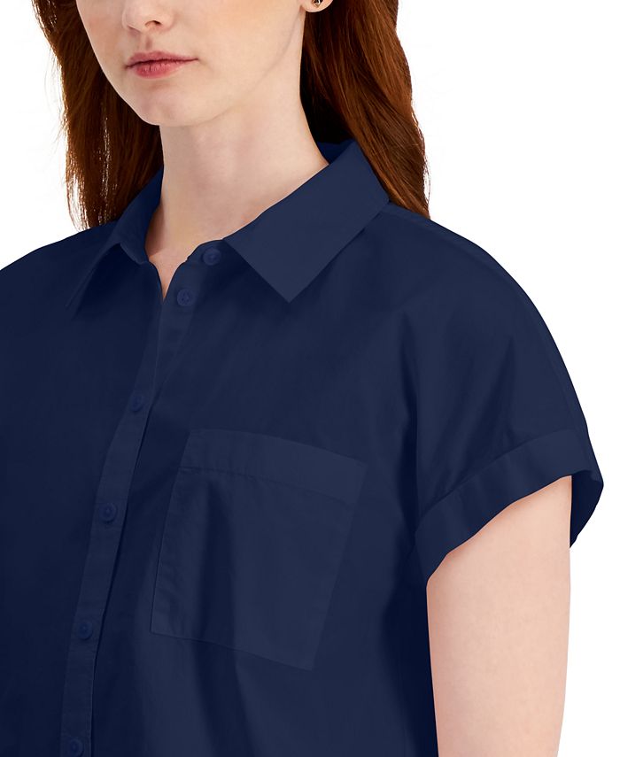 Style & Co Petite Cotton Poplin Camp Shirt, Created for Macy's Macy's