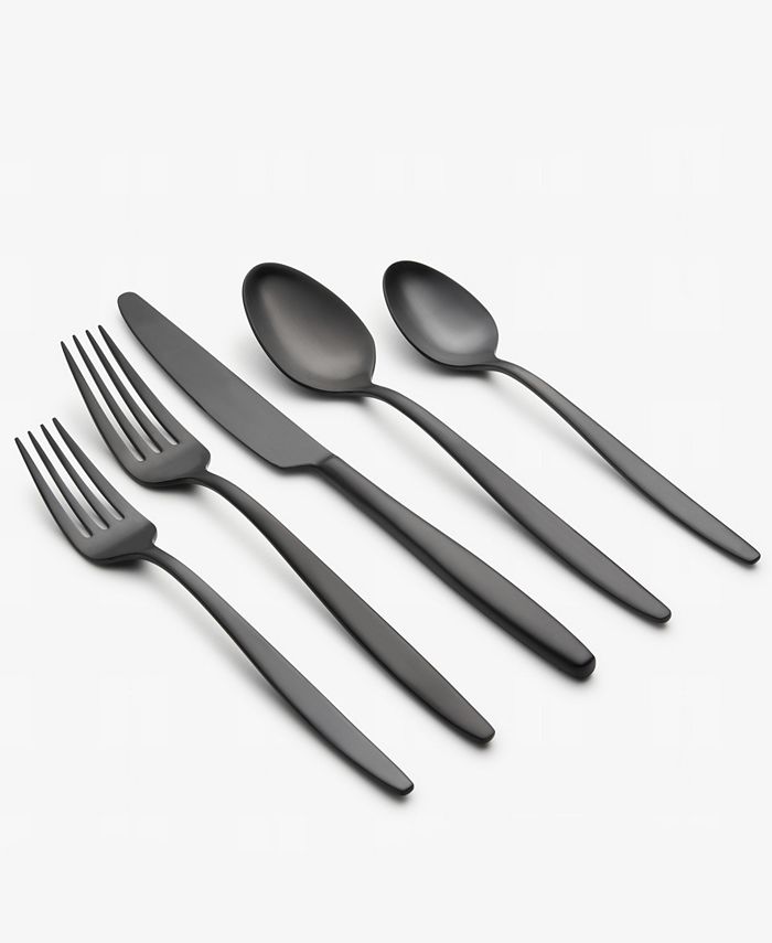 Cambridge Silversmiths Nylah Black Satin Flatware Set, 20 Piece Macy's