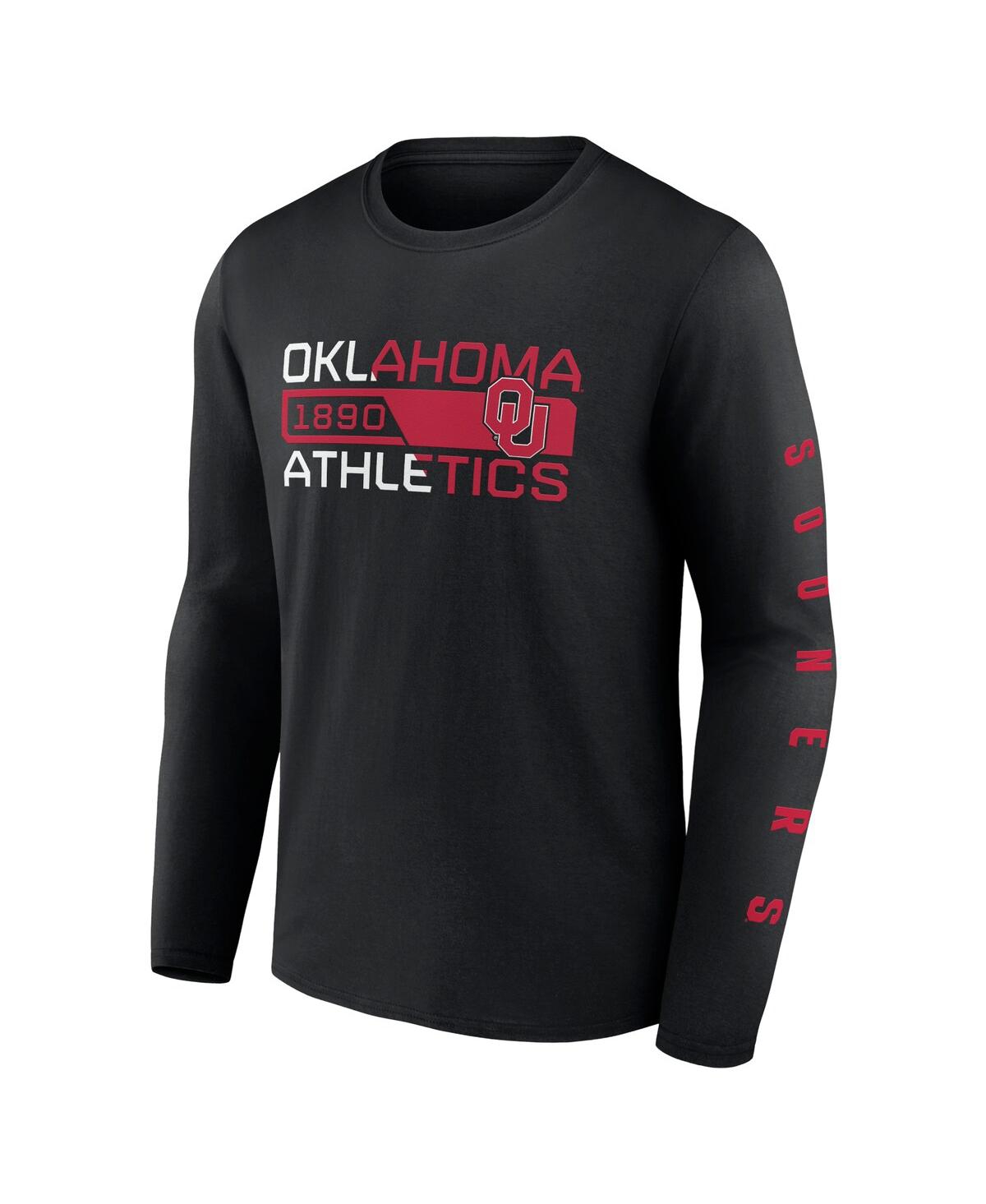 Shop Fanatics Men's  Black Oklahoma Sooners Broad Jump 2-hit Long Sleeve T-shirt
