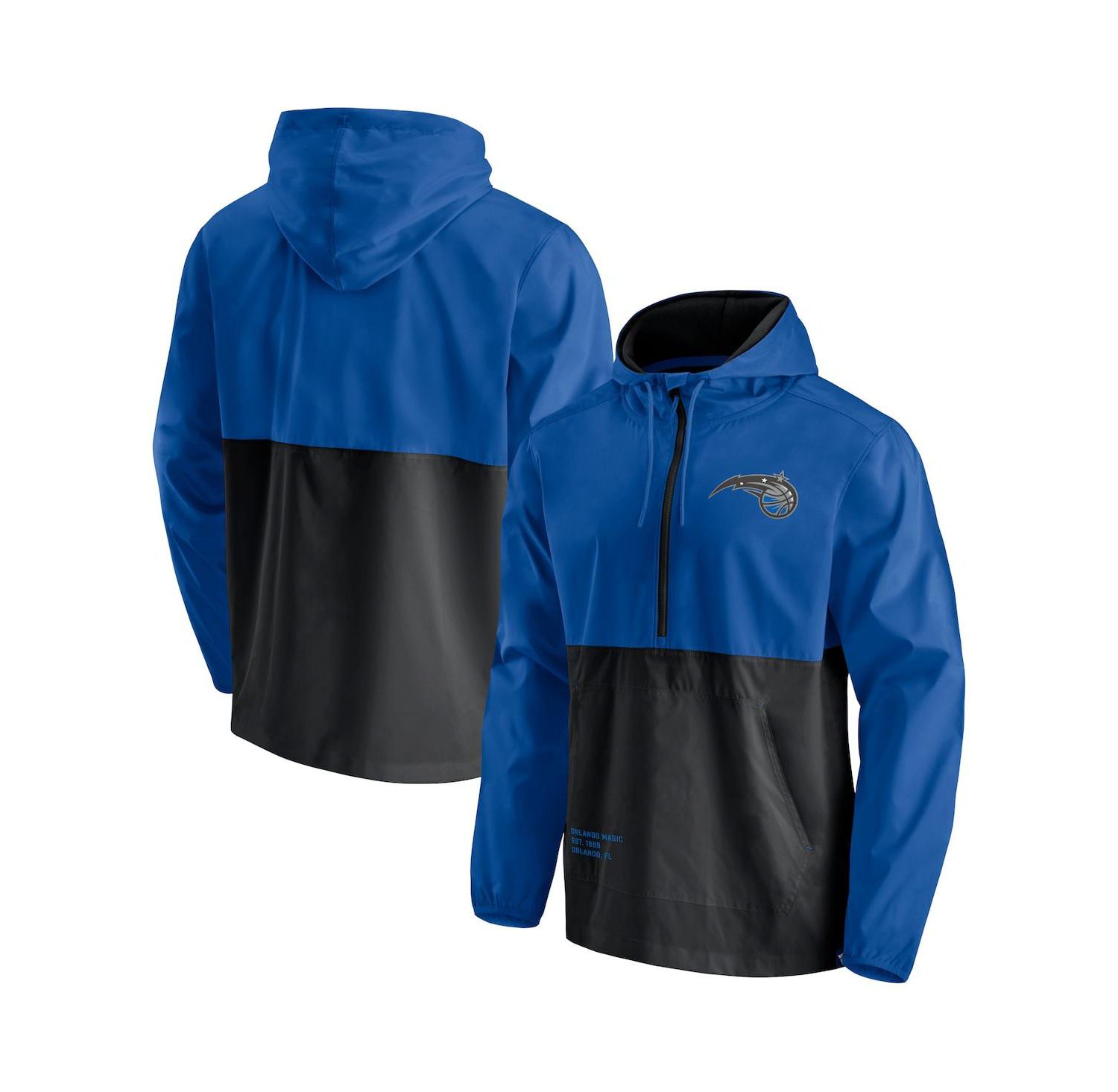 Men's Blue, Black Orlando Magic Anorak Block Party Windbreaker Half-Zip Hoodie Jacket