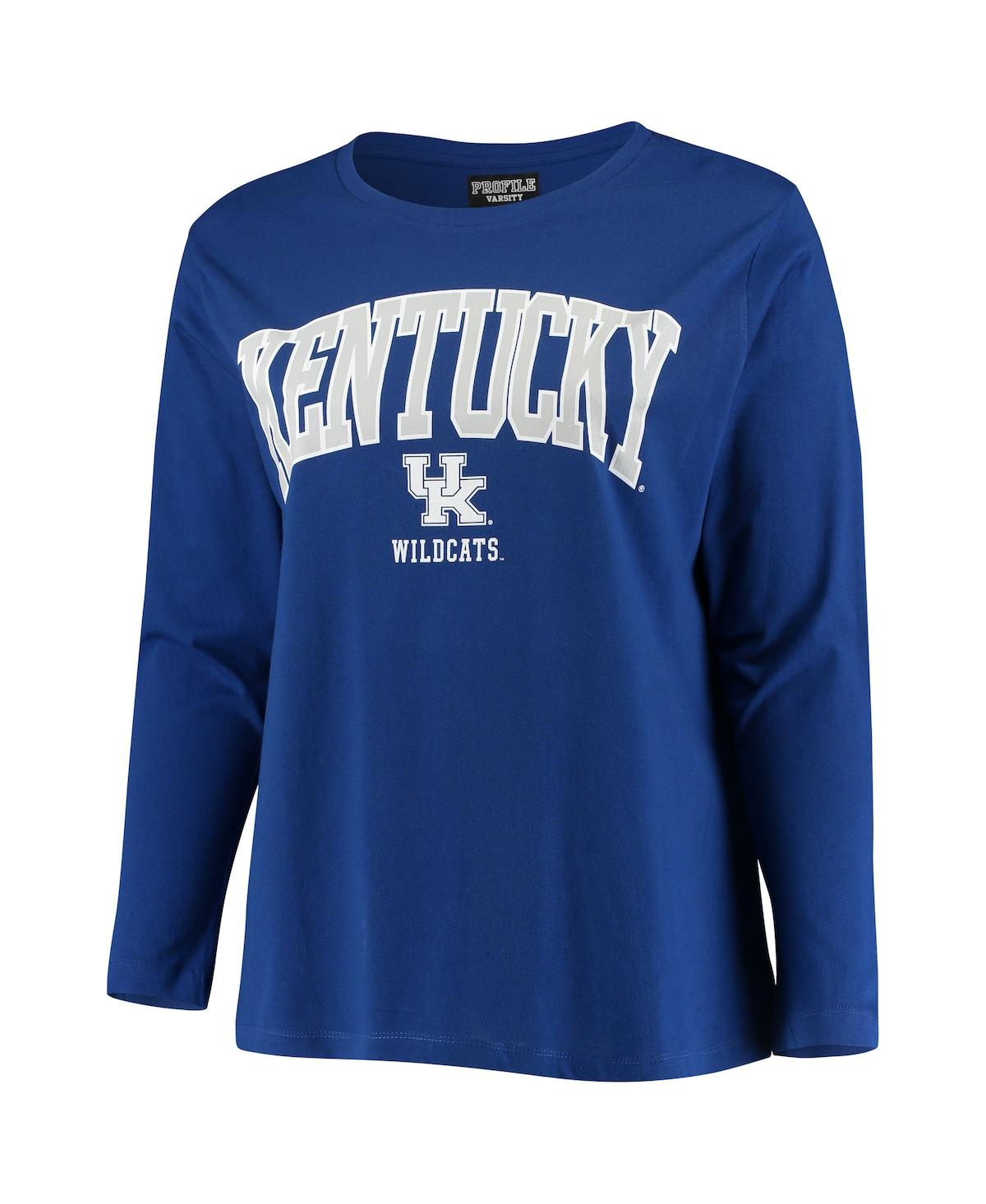 Shop Profile Women's Royal Kentucky Wildcats Plus Size Logo Long Sleeve T-shirt
