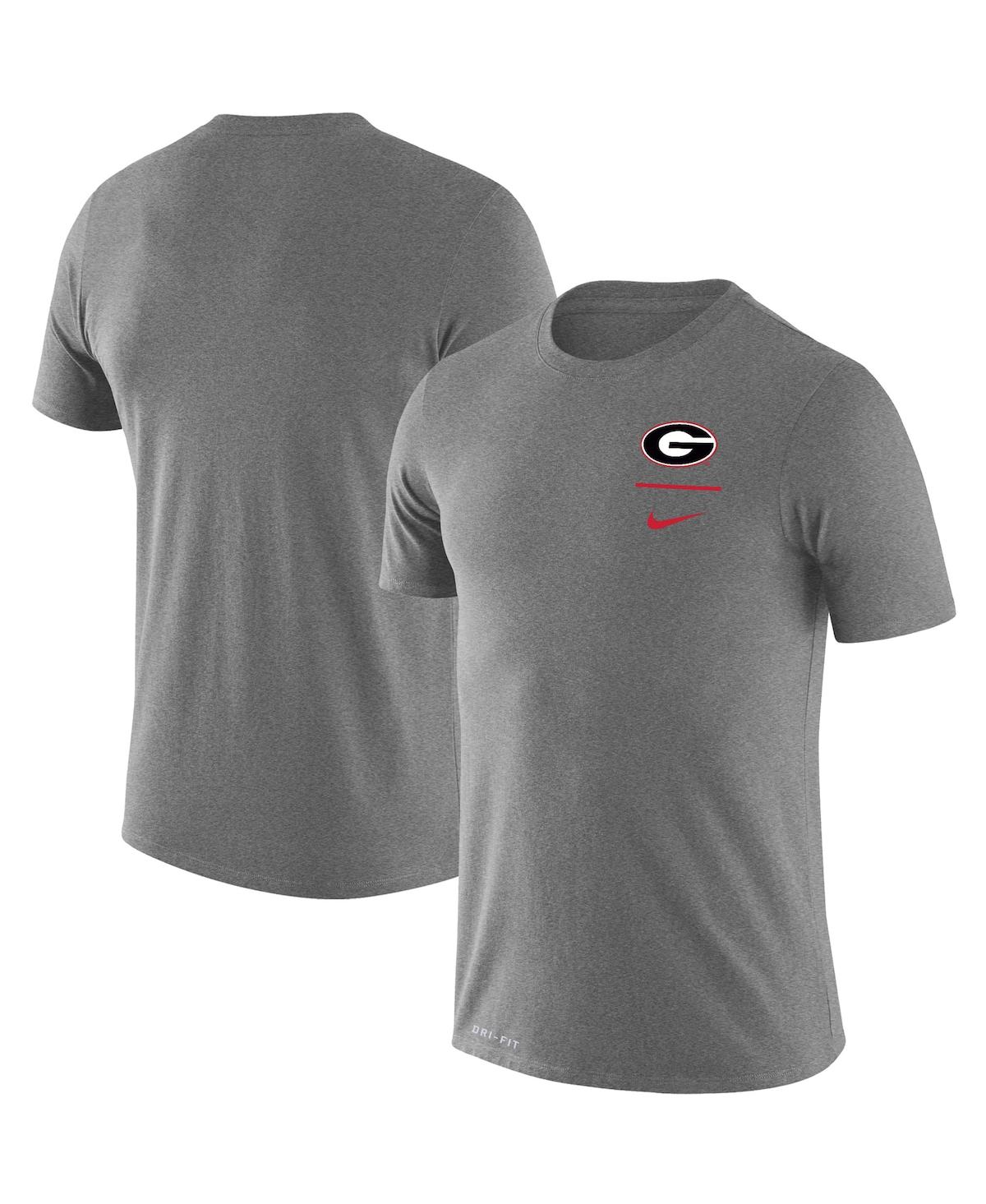 Men's Nike Heathered Gray Georgia Bulldogs Logo Stack Legend Performance T-shirt