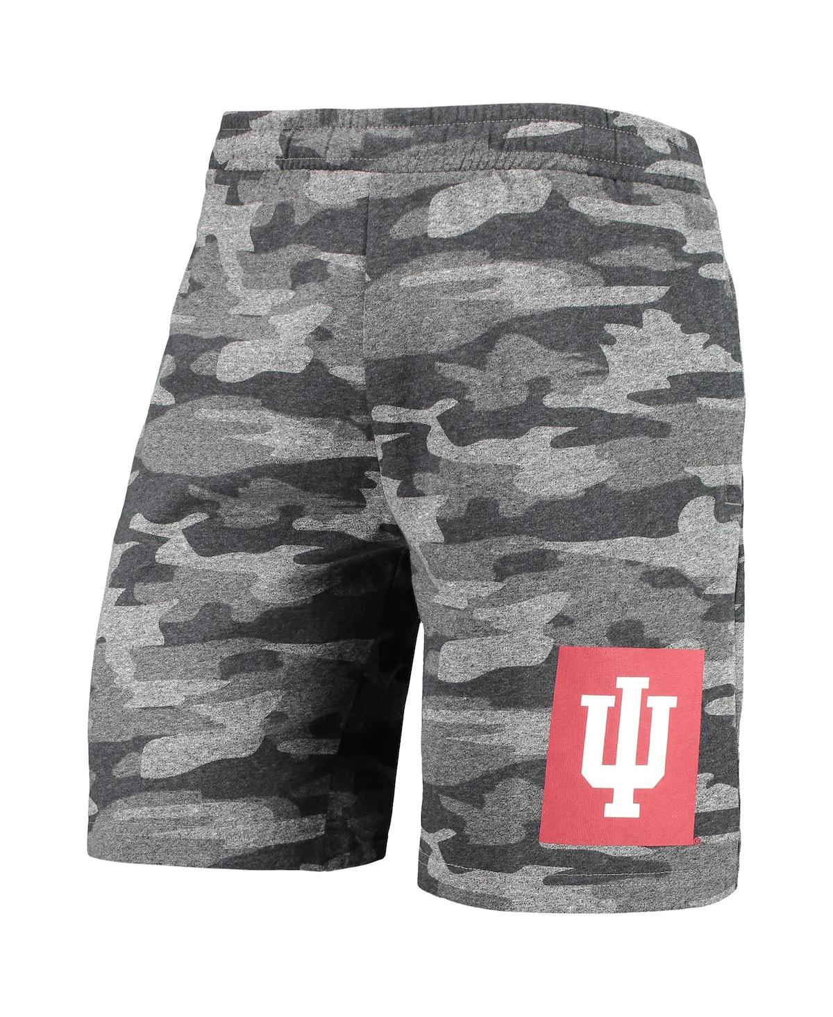 Concepts Sport Men's  Charcoal, Gray Indiana Hoosiers Camo Backup Terry Jam Lounge Shorts In Charcoal,gray