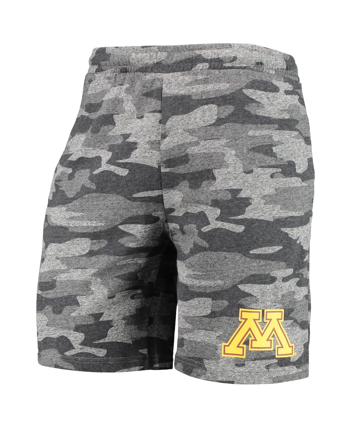 Concepts Sport Men's  Charcoal, Gray Minnesota Golden Gophers Camo Backup Terry Jam Lounge Shorts In Charcoal,gray