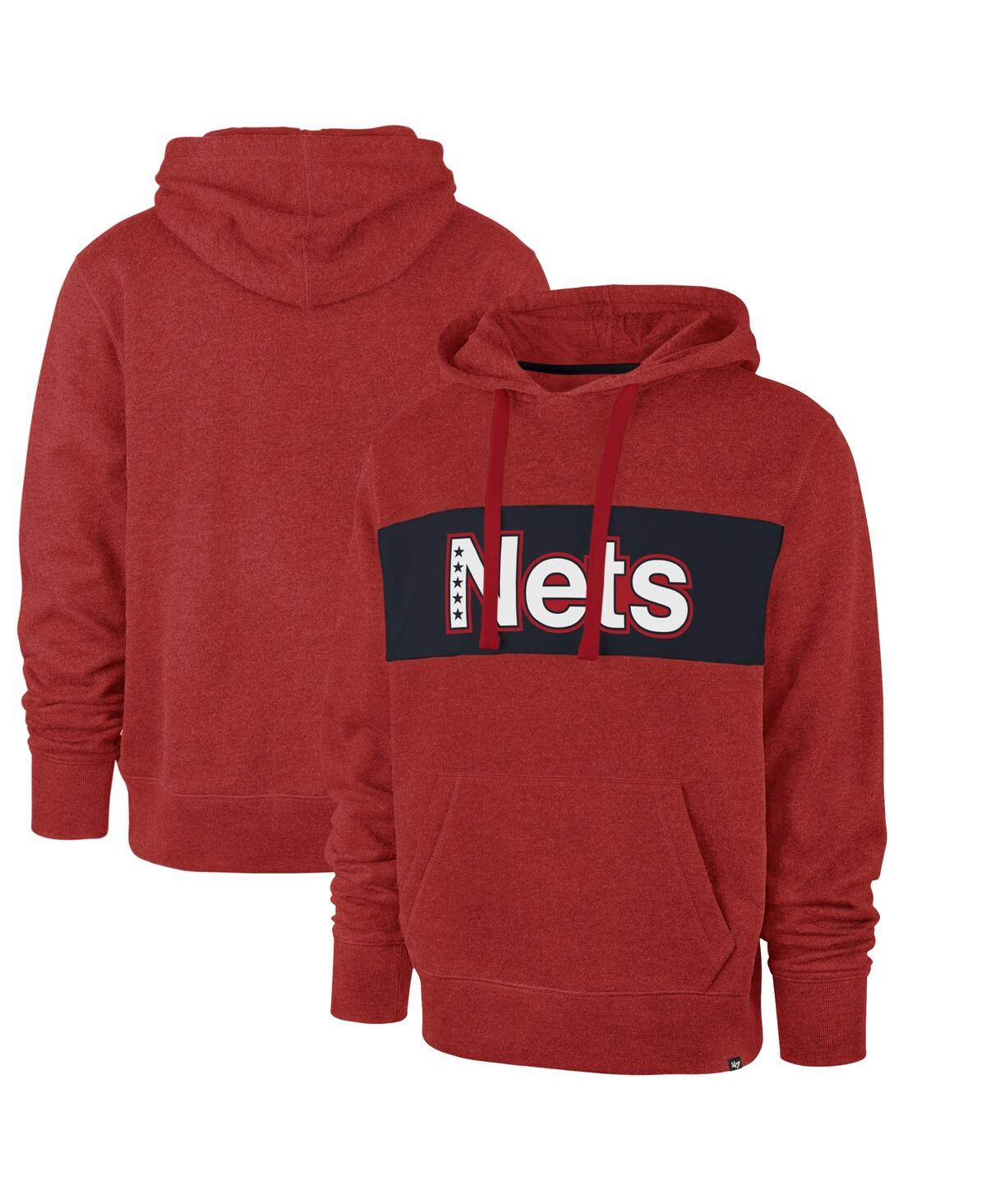 Men's '47 Red Brooklyn Nets 2021/22 City Edition Wordmark Chest Pass Pullover Hoodie - Red