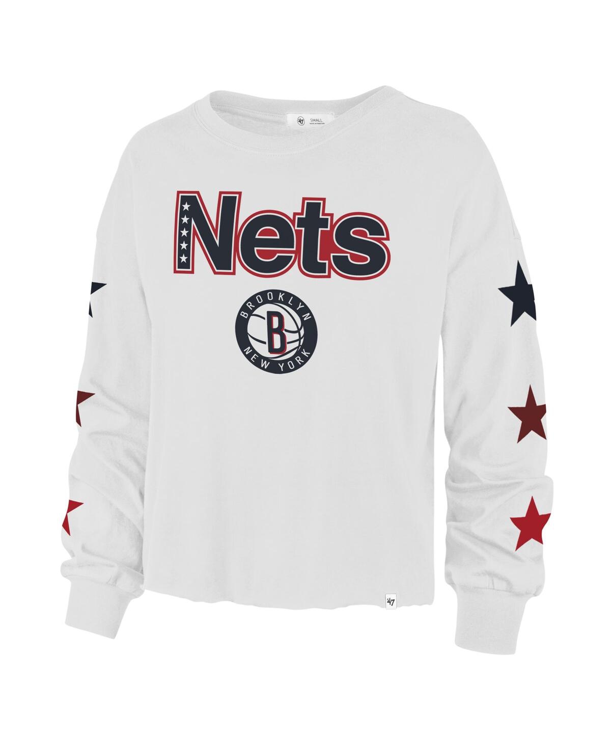 Shop 47 Brand Women's '47 White Brooklyn Nets 2021/22 City Edition Call Up Parkway Long Sleeve T-shirt