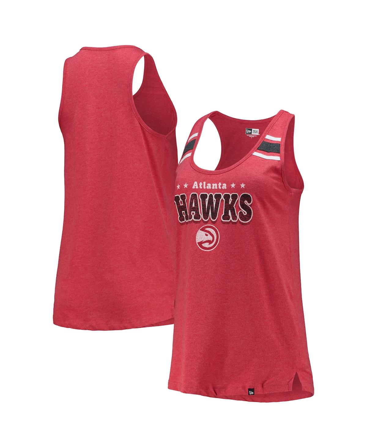 Shop New Era Women's  Red Atlanta Hawks Scoop-neck Racerback Tank Top