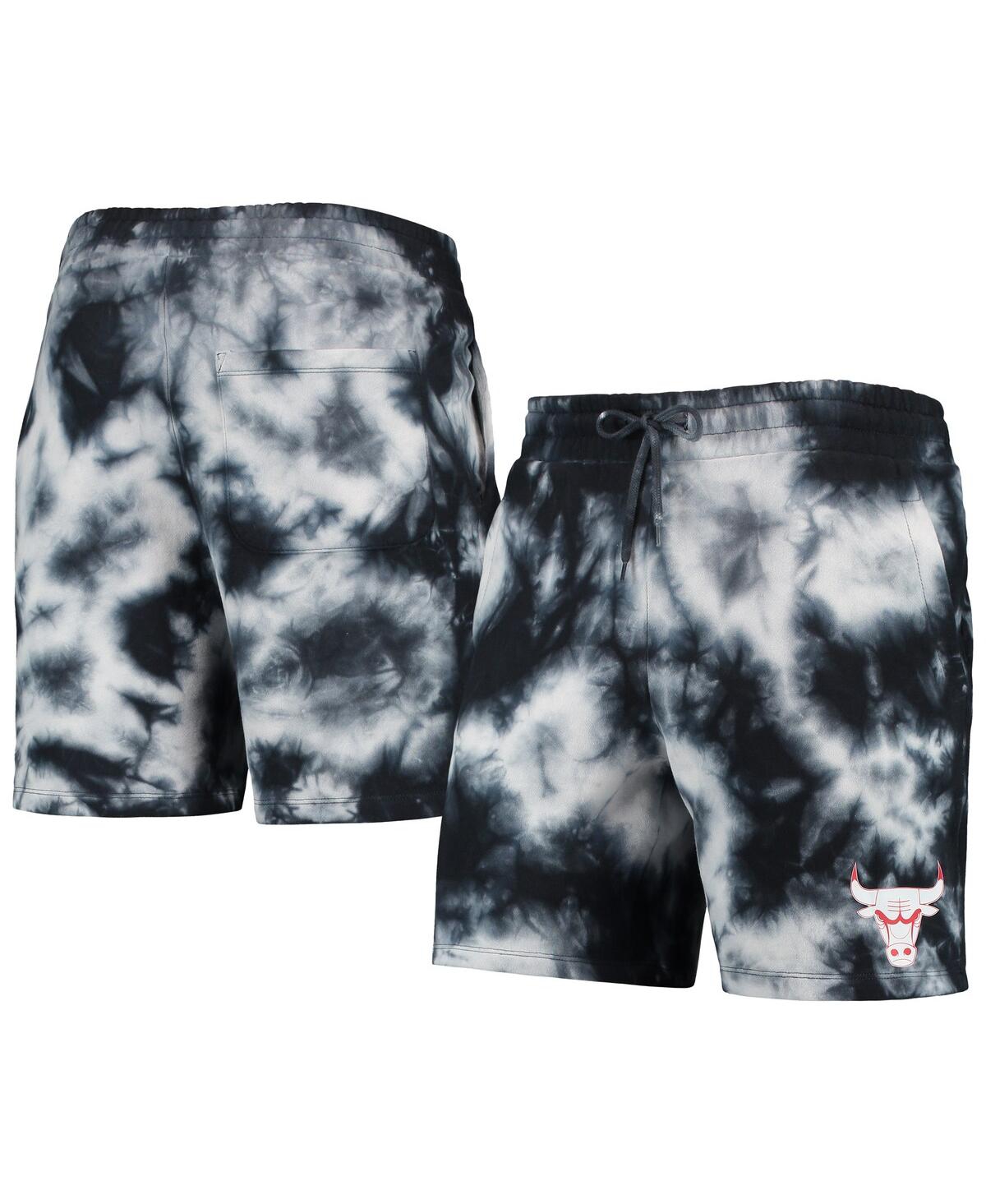 NEW ERA MEN'S NEW ERA BLACK CHICAGO BULLS FLEECE TIE-DYE SHORTS 