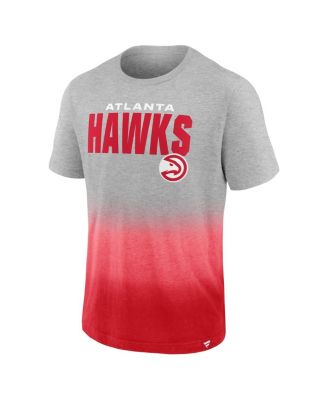 Men's Heathered Gray and Red Atlanta Hawks Board Crasher Dip-Dye T-shirt