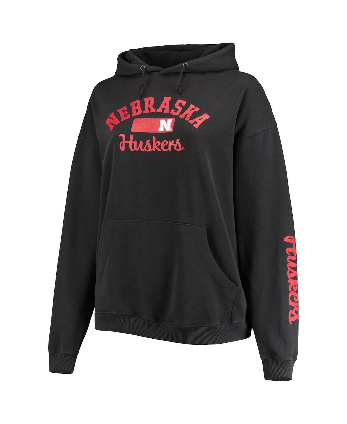 PRESSBOX WOMEN'S PRESSBOX BLACK NEBRASKA HUSKERS ROCK N ROLL SUPER OVERSIZED PULLOVER HOODIE 