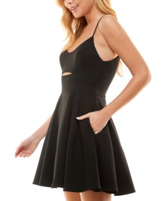 Juniors' Cutout Midriff Party Dress