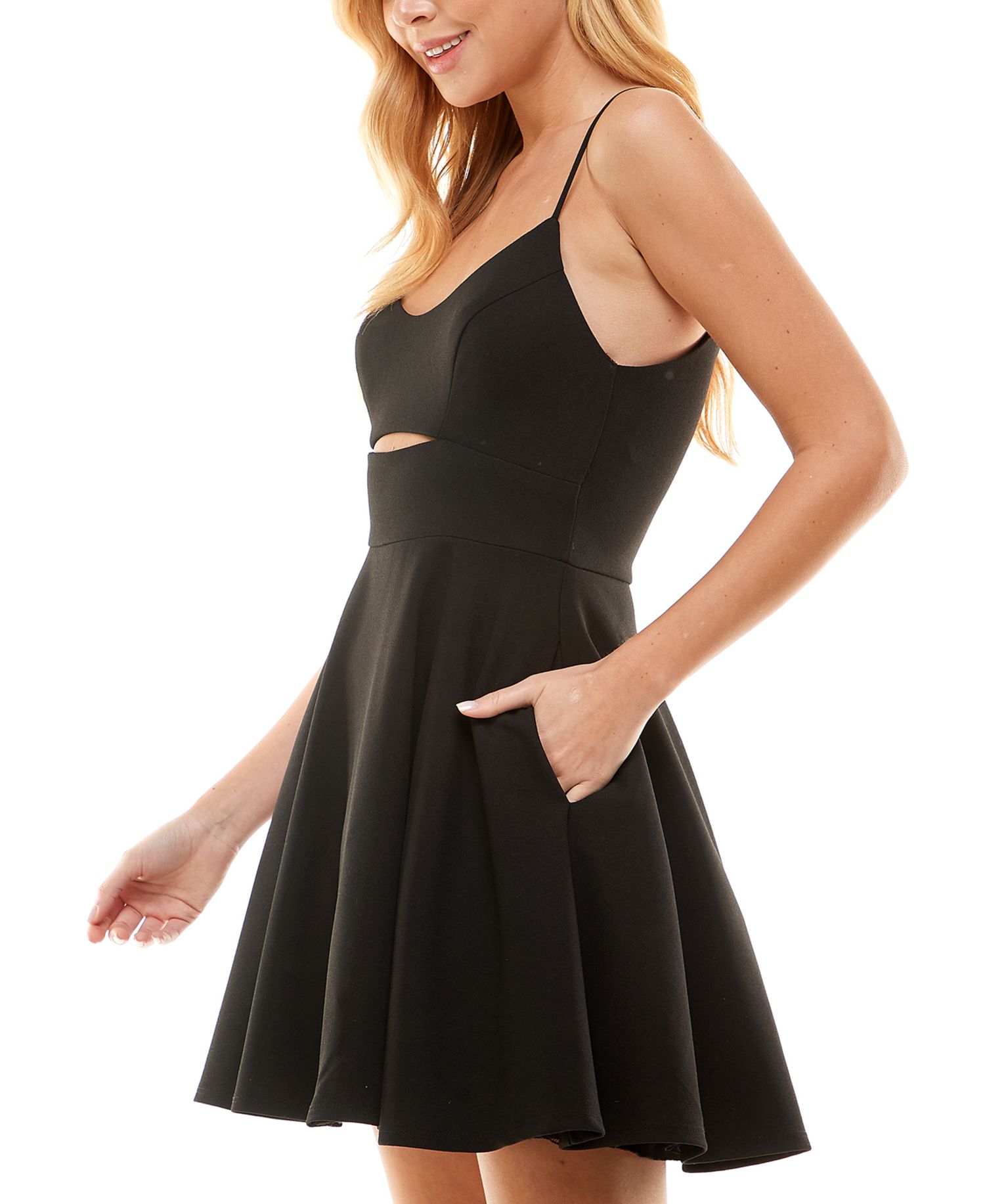 Juniors' Cutout Midriff Party Dress