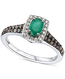 Emerald (3/8 ct. t.w.) & Diamond (1/2 ct. t.w.) Ring in 14k White Gold