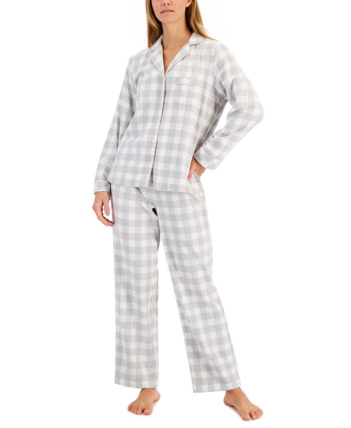 Macys Women Clothing Loungewear Pajamas Created for Macys Printed Cotton Flannel Pajama Set 