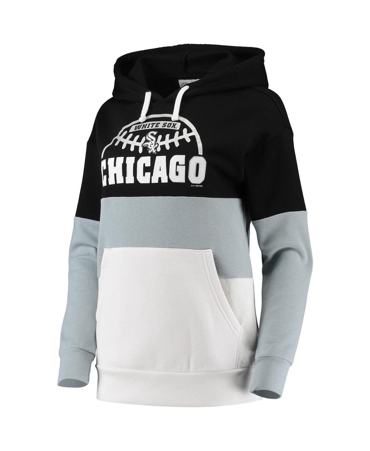 Shop G-iii Sports By Carl Banks Women's  Black And Gray Chicago White Sox Block And Tackle Colorblock Pull In Black,gray