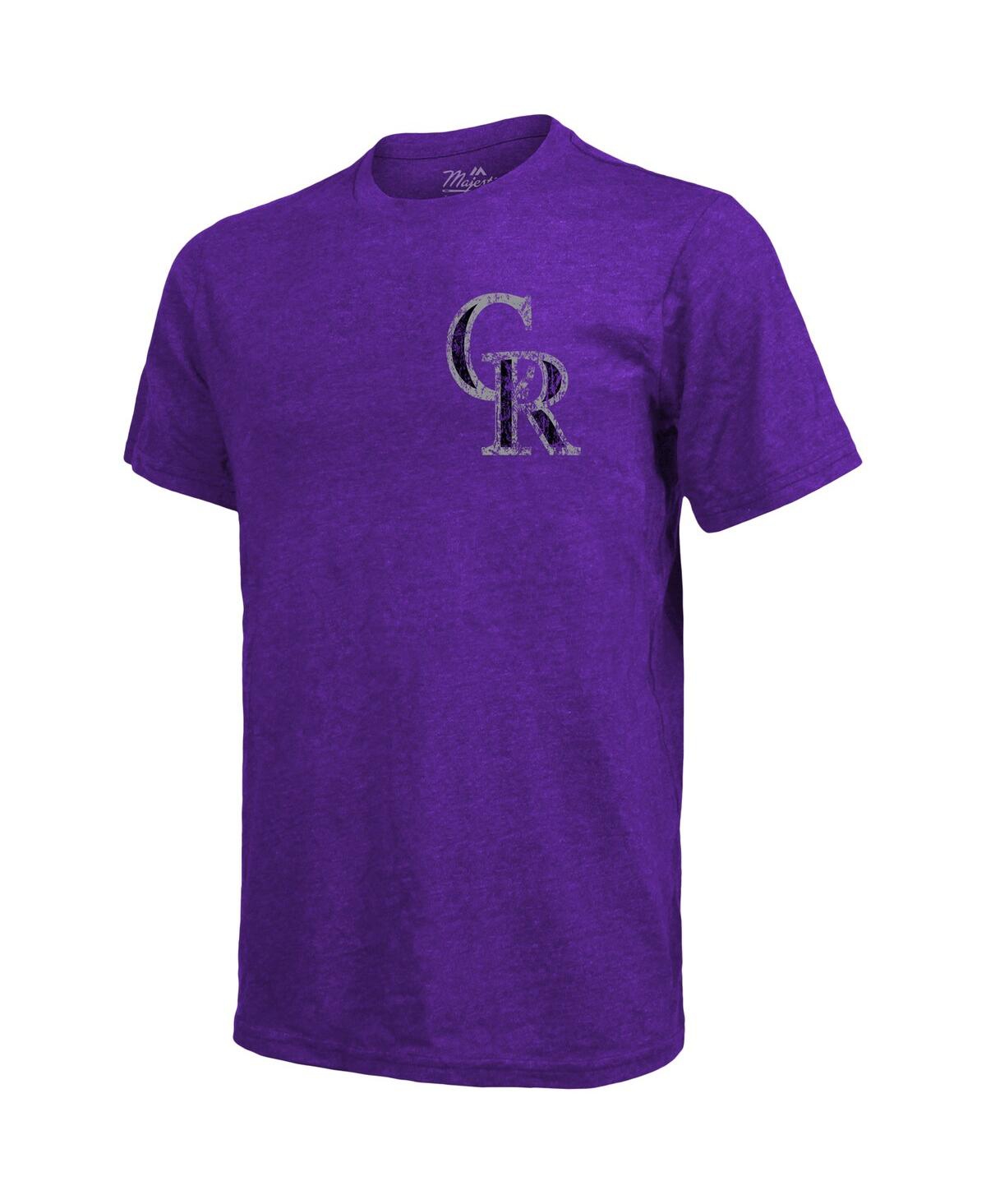 Shop Majestic Men's  Threads Purple Colorado Rockies Throwback Logo Tri-blend T-shirt