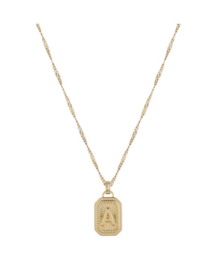 Letter G Gold Plated Rectangle Pendant Initial Necklace in 2023