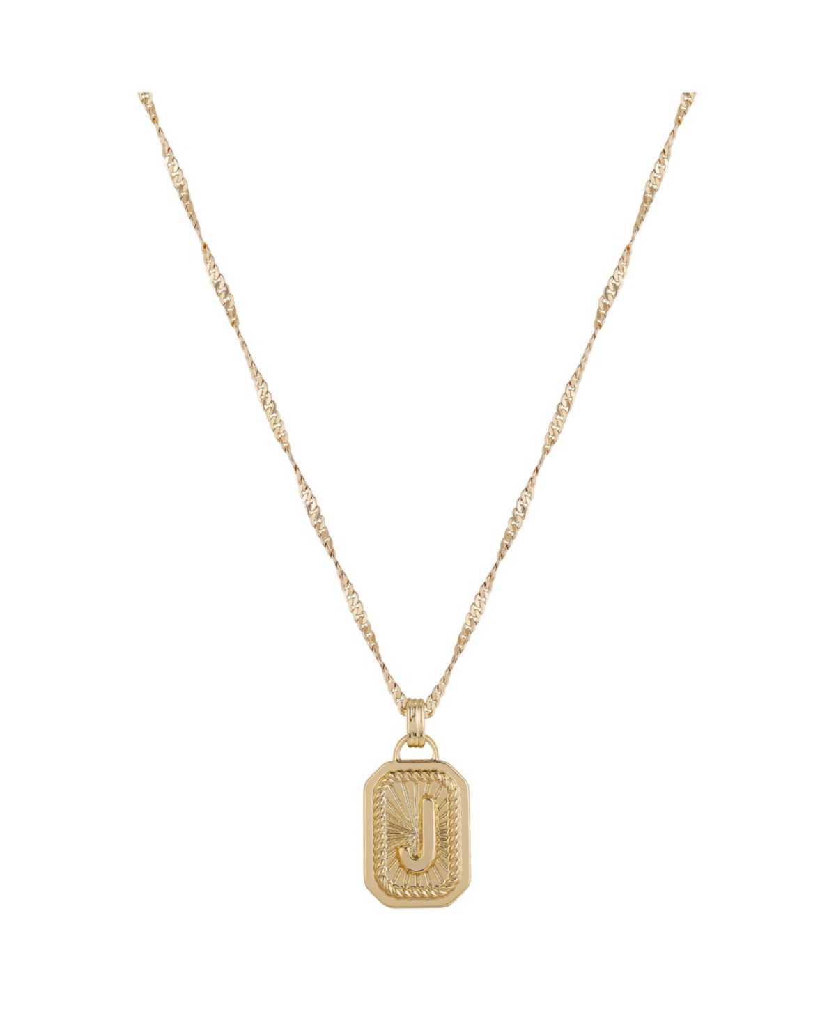 Unwritten Initial Rectangle Necklace In 14k Gold Flash Plated In Gold- J