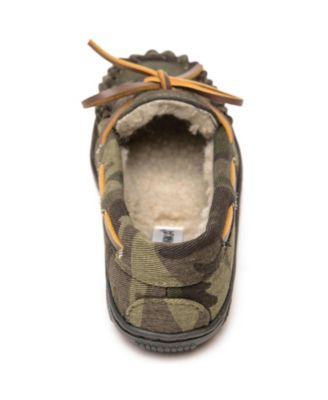 Little Boys Pile Lined Hardsole Moccasin Slippers