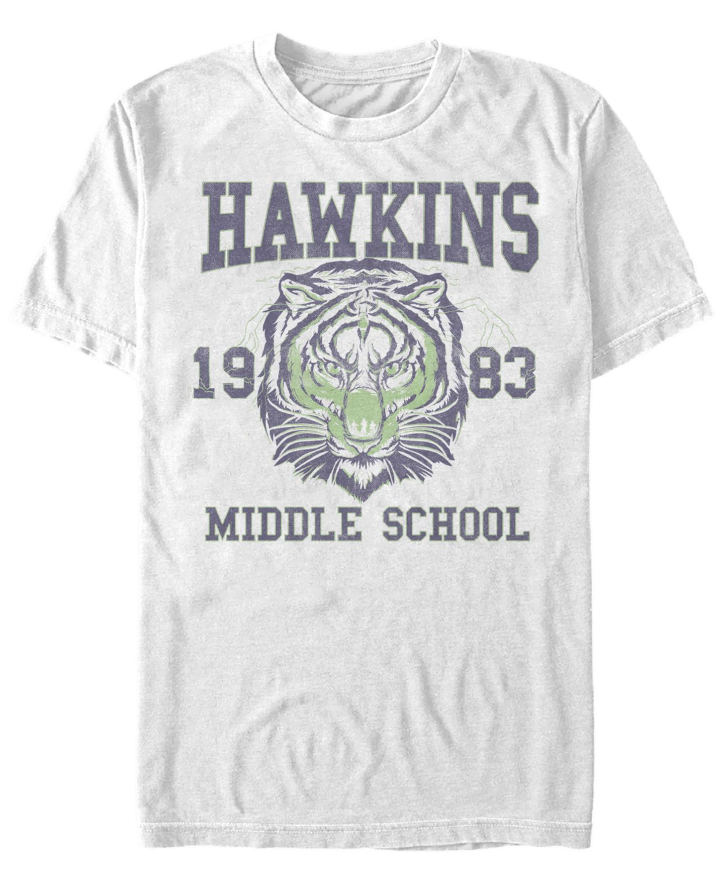 Мужская футболка Fifth Sun Stranger Things Hawkins Middle School 1983 Tiger Short Sleeve, цвет: Белый — фото 2