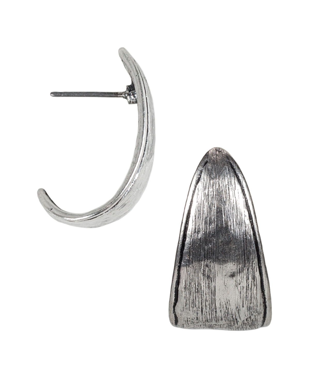 Silver-Tone Hammered J-Hoop Earrings - Silver Ox