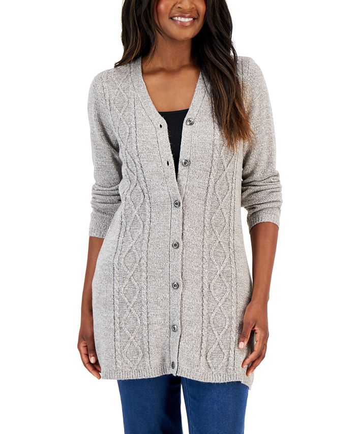 Karen Scott Floral-Print Cardigan Sweater, Created for Macy's - Macy's
