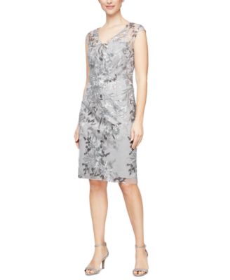 Alex Evenings Women's Embroidered Sequined V-Neck Sheath Dress - Macy's