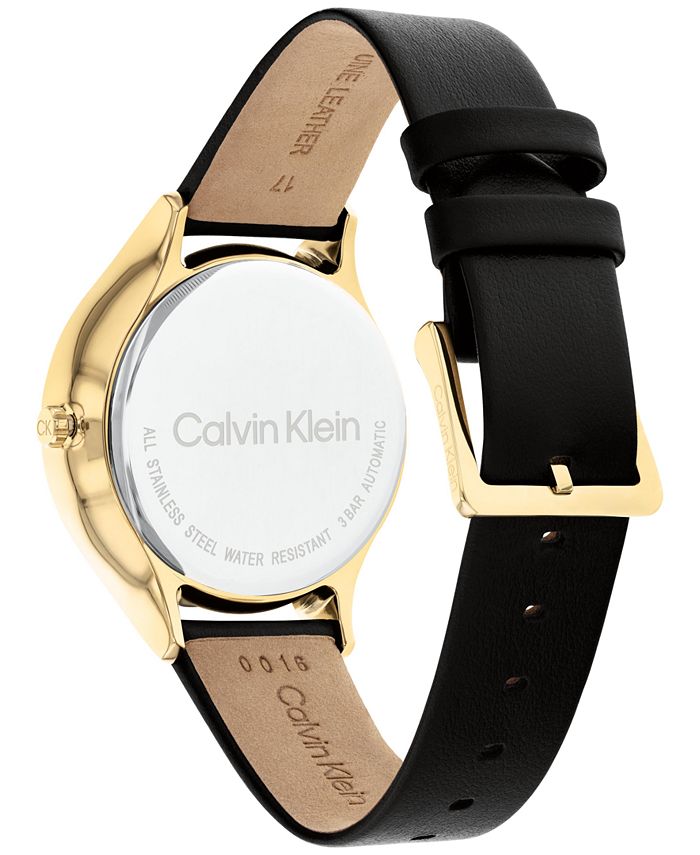 Calvin Klein Men's Automatic Timeless Black Leather Strap Watch 38mm