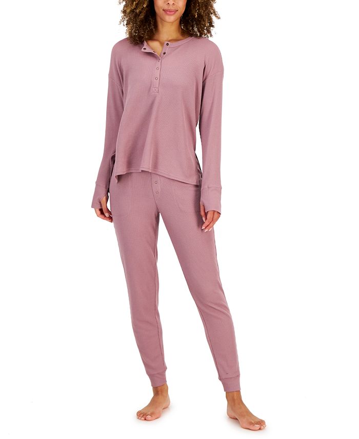 Waffle henley pajama set shop
