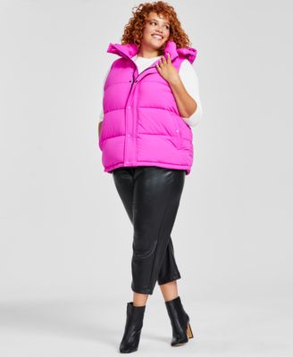 plus size hooded puffer vest