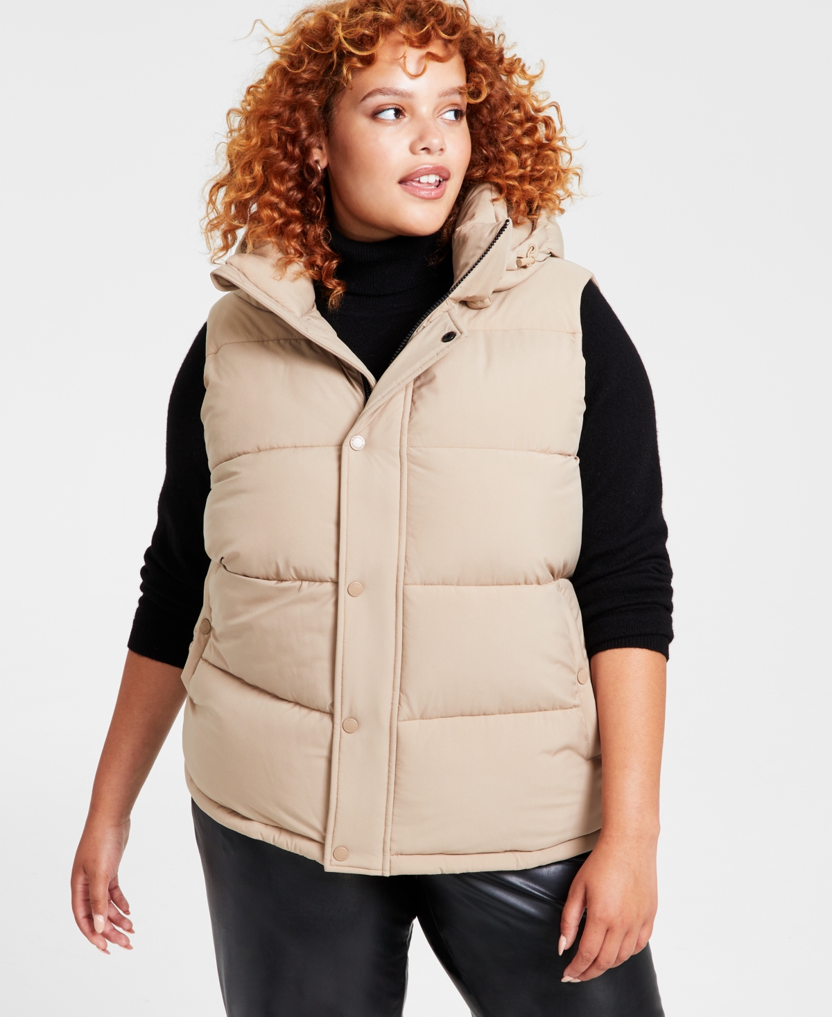 Plus size hooded puffer vest online