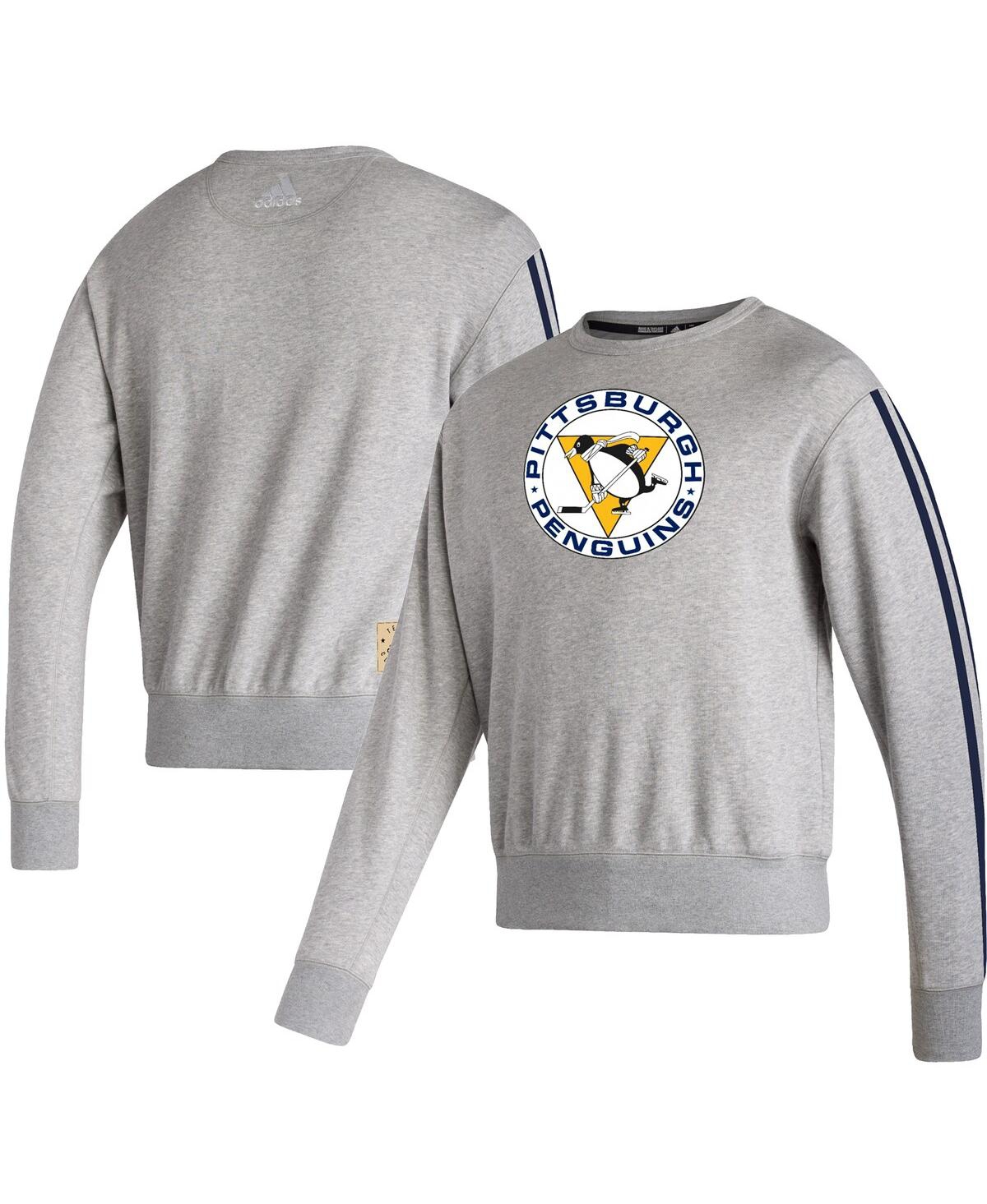 Shop Adidas Originals Men's Adidas Heathered Gray Pittsburgh Penguins Team Classics Vintage-like Pullover Sweatshirt