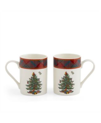 Christmas Tree Tartan 2-Piece Mug & Tray Set
