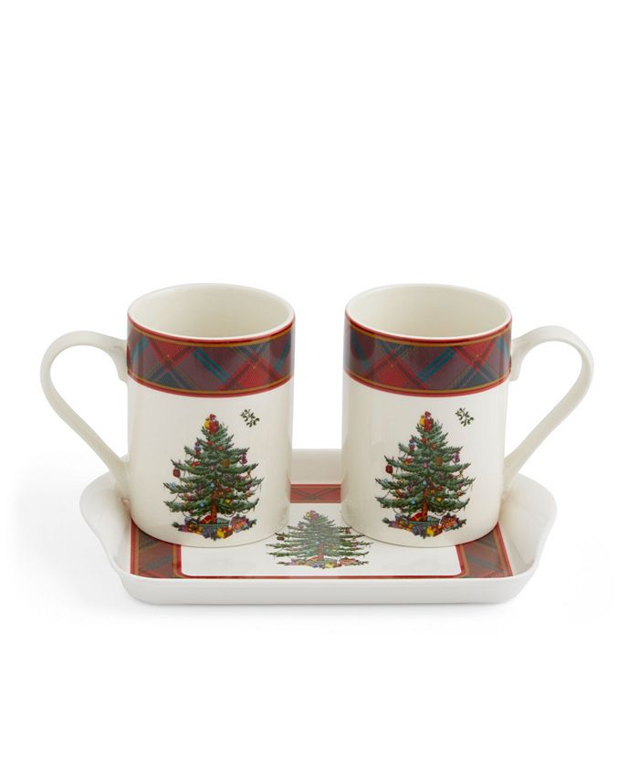 Christmas Coffee Mugs - Spode Christmas Tree Set of 4 Mugs