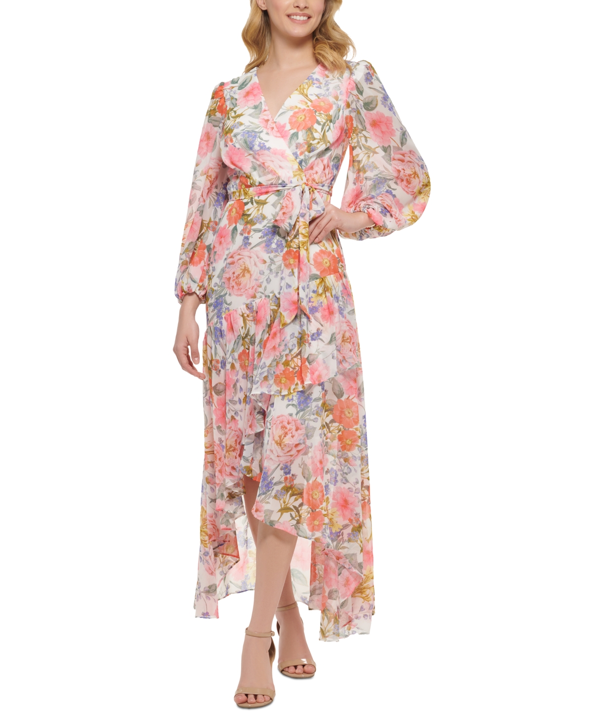 UPC 191899707450 product image for Eliza J Women's Floral-Print High-Low Maxi Dress | upcitemdb.com