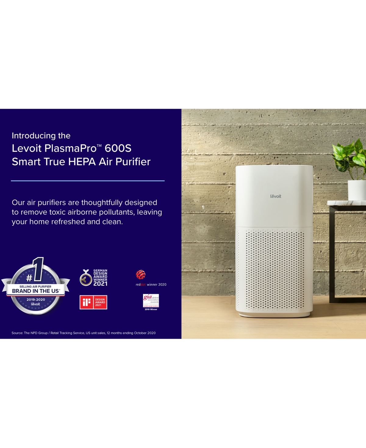 Shop Levoit Vesync Plasmapro 600s Smart True Hepa Air Purifier In White