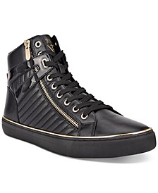 Men's Million Quilted Faux-Leather High Top Side-Zip Sneakers