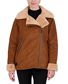 Juniors' Faux-Shearling Coat, Created for Macy's