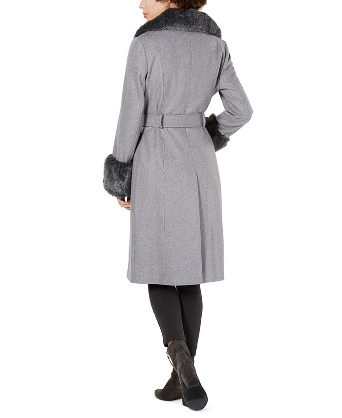 Via Spiga Women's FauxFurTrim Belted Wrap Coat & Reviews Coats & Jackets Women Macy's
