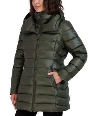 tahari hooded puffer coat