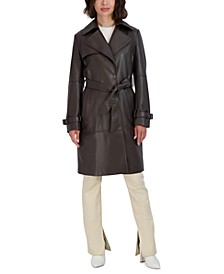 Women's Elle Belted Faux-Leather Trench Coat