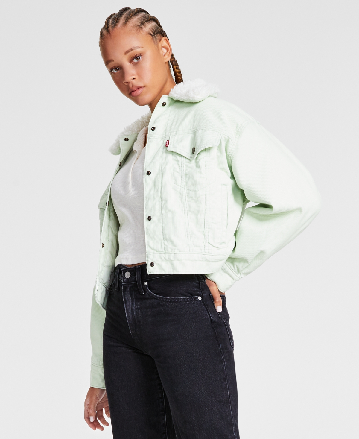 Levis Womens The Sherpa Baby Baggy Trucker Jacket