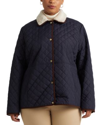 Lauren Ralph Lauren Women s Plus Size Faux Sherpa Collar Quilted Coat Created for Macy s Macy s