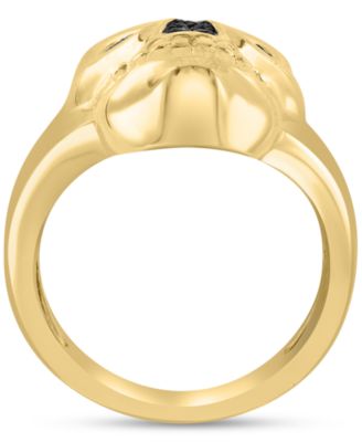 Men's Skull Fashion Ring - Round Simulated Black Spinel In 10k Solid Gold, 0.20 Carat, Custom Sizes Available