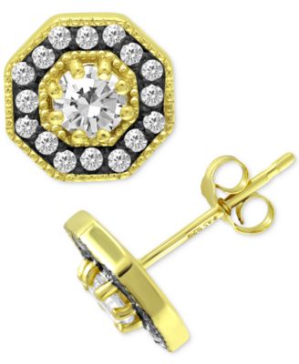 Cubic Zirconia Octagon Stud Earrings in 18k Gold-Plated Sterling, Created for Macy's