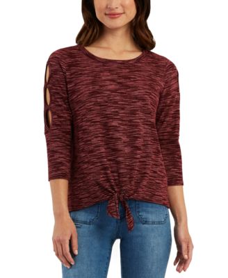 BCX - Juniors' Space-Dyed Tie-Hem Top