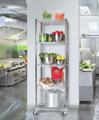UltraDurable Commercial-Grade 5-Tier NSF-Certified Steel Wire Wheeled Shelving