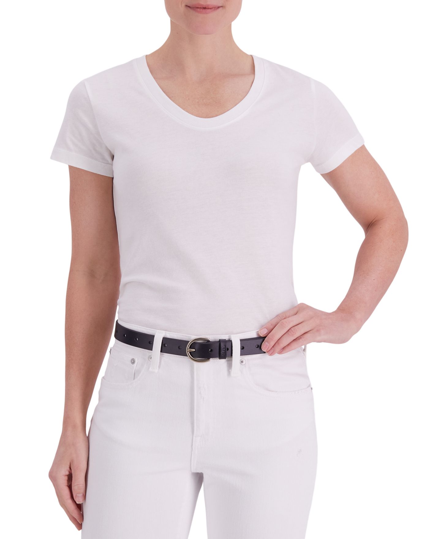 Женский ремень Levi's Slim Adjustable Perforated Leather, цвет: Чёрный — фото 6