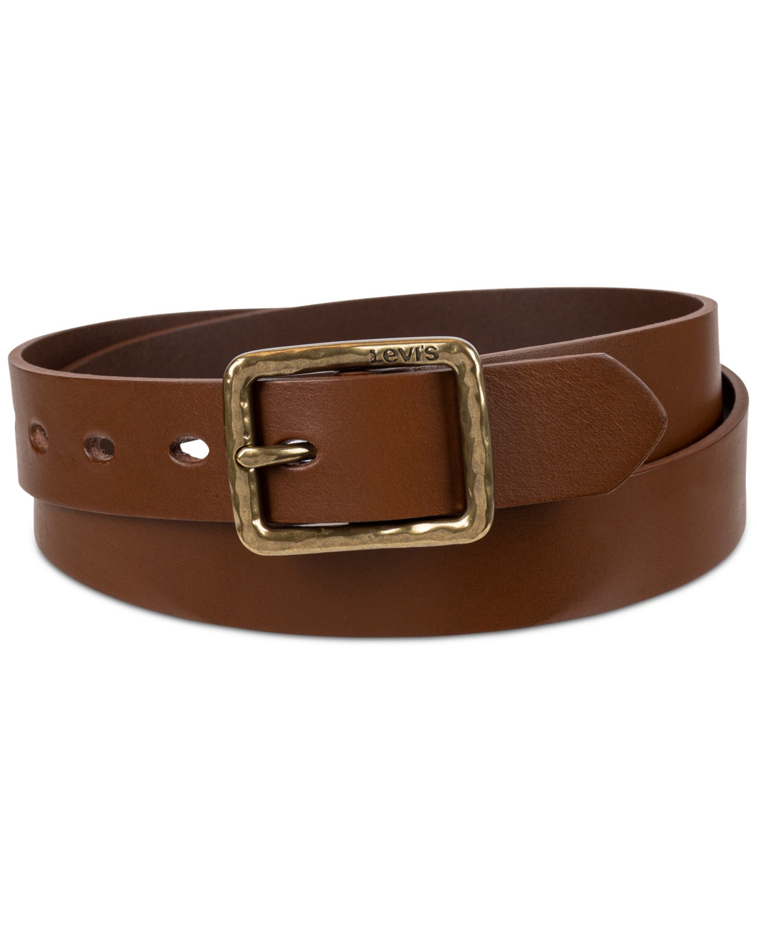 Women's Hammered Center Bar Buckle Casual Leather Belt